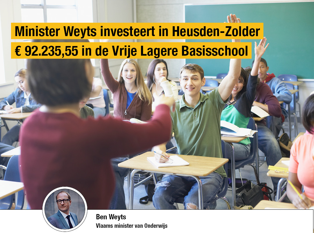 Minister Weyts investeert € 92.235,55 in Vrije Lagere Basisschool in Heusden-Zolder